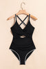 Black Ric Rac Trim Contrasted Patchwork Cutout One Piece Swimsuit