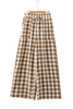 Brown Gingham Plaid Tie Elastic Waist Shift Pants