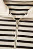 Black Stripe Ribbed Color Block Trim Zip Polo Tee Drawstring Shorts 2pcs Outfit