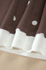 Brown Polka Dot Ribbed Trim Long Sleeve Top Casual Short Set
