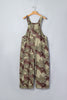 Green Camouflage Print Leopard Detail Loose Denim Overall Cropped Jumpsuit