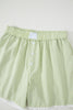 Green Gingham Plaid Button Detail Lace Trim Boxer Shorts