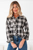 Black Plaid Print Chest Pockets Buttoned Shirt