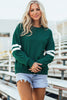 Black Varsity Striped Detail Drop Shoulder Oversized Sweatshirt