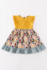 Platinum Yellow halloween dot ruffle pocket dress