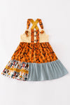 Platinum Yellow halloween print apron dress