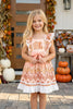 FALL APPLIQUE GINGHAM PRINTED DRESS.