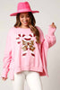 Pink christmas candy cane sequins shirt - Women