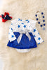 STAR PRINTED ON WHITE BABY ONESIE W/SEQUINS SKIRT.