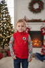 BOYS RED CHRISTMAS CHARACTER PRINTED PULLOVER.