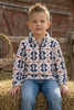 WHITE & GRAY AZTEC PRINTED PULL OVER.