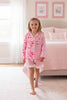 Pink Half Floral Half Stripe Printed Girls Pajamas