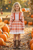 Burnt Orange Plaid Dress with Lace Detail