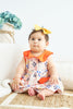 Orange floral print baby bloomers set