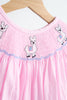 Pink alpaca hand smocked gingham girl romper