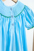 Blue fairy hand smocked gingham girl romper