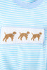 Blue puppy hand smocked boy stripe top