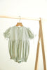 Sage hand-smocked lace girl bubble
