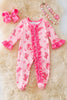 PINK WESTERN DISCO PRINTED BABY BODYSUIT.