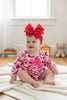 HEART PRINTED BABY ROMPER WITH PINK FRONT BOW