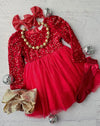 RED SEQUIN TULLE DRESS