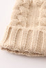 Beige pompom  cable beanie