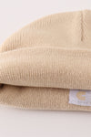 Beige ribbed basic knit beanie