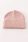 Pink ribbed basic knit beanie