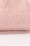 Pink ribbed basic knit beanie