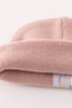 Pink ribbed basic knit beanie