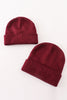 Burgundy ribbed basic knit beanie