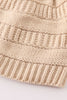 Beige pompom cable beanie