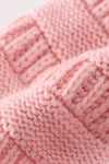 Pink pompom cable beanie