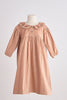 Beige floral embroidery velveteen girl dress