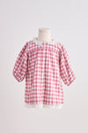 Pink gingham flannel lace  dress