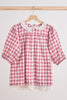 Pink gingham flannel lace  dress