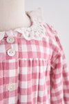 Pink gingham flannel lace  dress