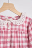 Pink gingham flannel lace  dress