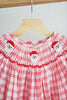 Red christmas santa claus hand smocked plaid dress