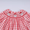 Red christmas santa claus hand smocked plaid ruffle pants set