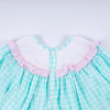 Mint christmas nutcracker hand smocked gingham ruffle pants set