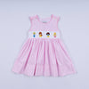 Pink princess hand smocked plaid dress