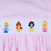 Pink princess hand smocked plaid bubble