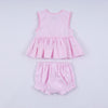 Pink princess hand smocked plaid bloomer set