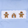 Blue gingerbread hand smocked gingham pants set