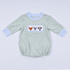 Sage cow hand smocked bubble