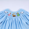 Blue nativity hand smocked bloomer set