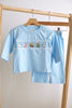 Blue nativity hand smocked pants set