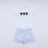 Blue character hand smocked gingham shorts set