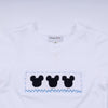 Blue character hand smocked gingham shorts set
